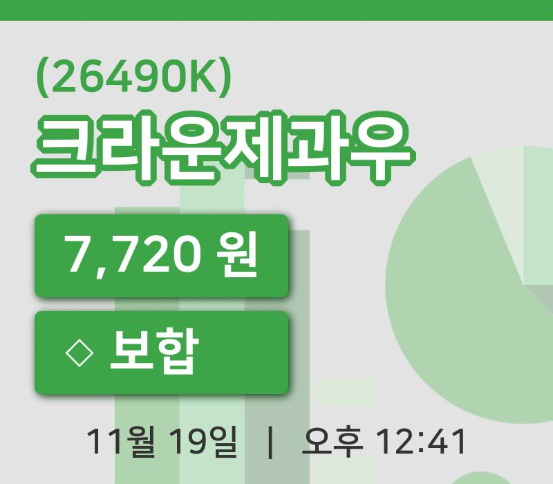 [크라운제과우주가] 12시 41분 현재 7,720원