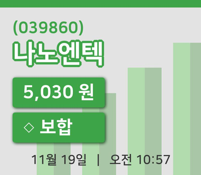 [나노엔텍주가] 19일 10시 57분 현재 5,030원