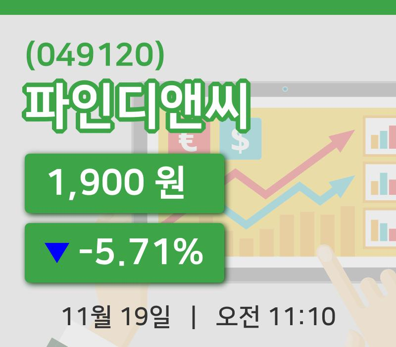 [파인디앤씨주가] 19일 이시각 현재  1,900원