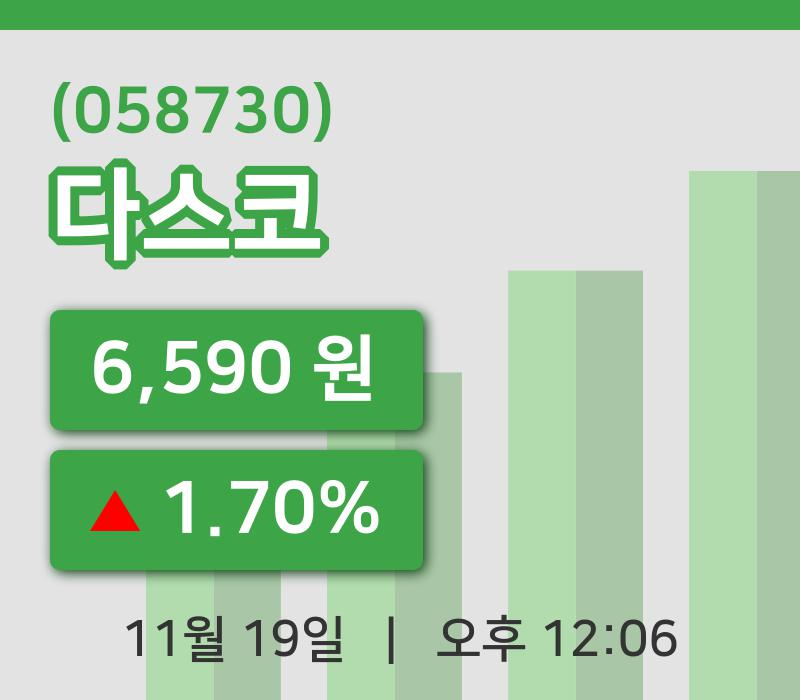 [다스코주가] 12시 06분 현재 6,590원