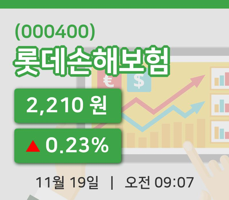 [롯데손해보험주가] 19일 이시각 현재  2,210원