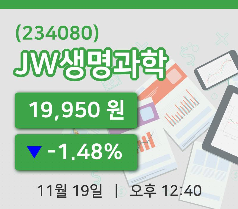 [JW생명과학주가] 19일 12시 40분 현재 19,950원