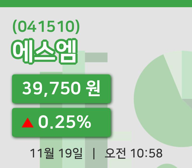 [에스엠주가] 10시 58분 현재 39,750원