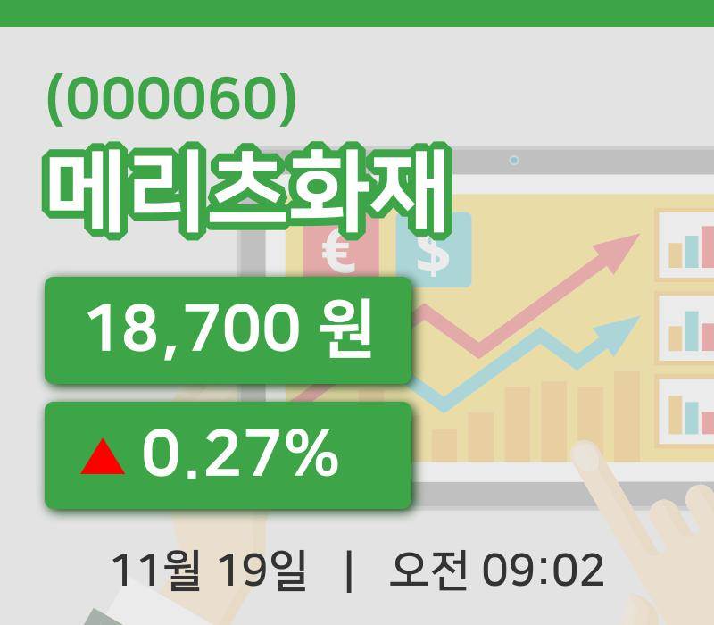 [메리츠화재주가] 19일 이시각 현재  18,700원