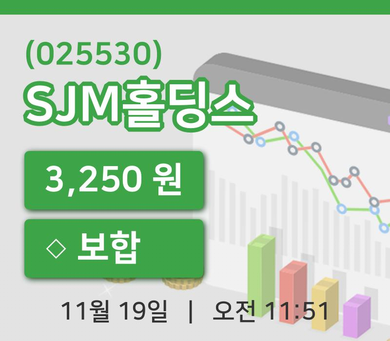 [SJM홀딩스주가] 19일 이시각 현재  3,250원