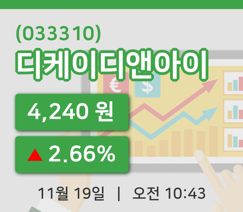 [디케이디앤아이주가] 19일 10시 43분 현재 4,240원