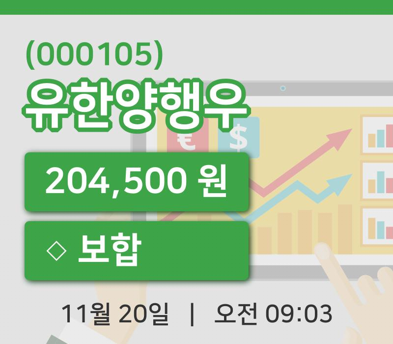 [유한양행우주가] 20일 9시 03분 현재 204,500원