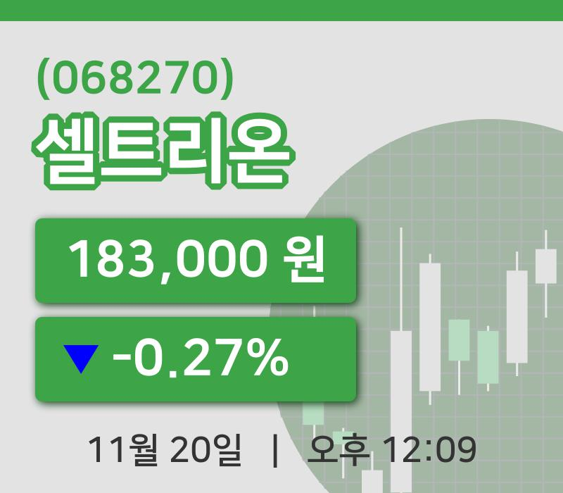 [셀트리온주가] 20일 12시 09분 현재 183,000원
