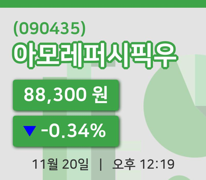 [아모레퍼시픽우주가] 20일 이시각 현재  88,300원