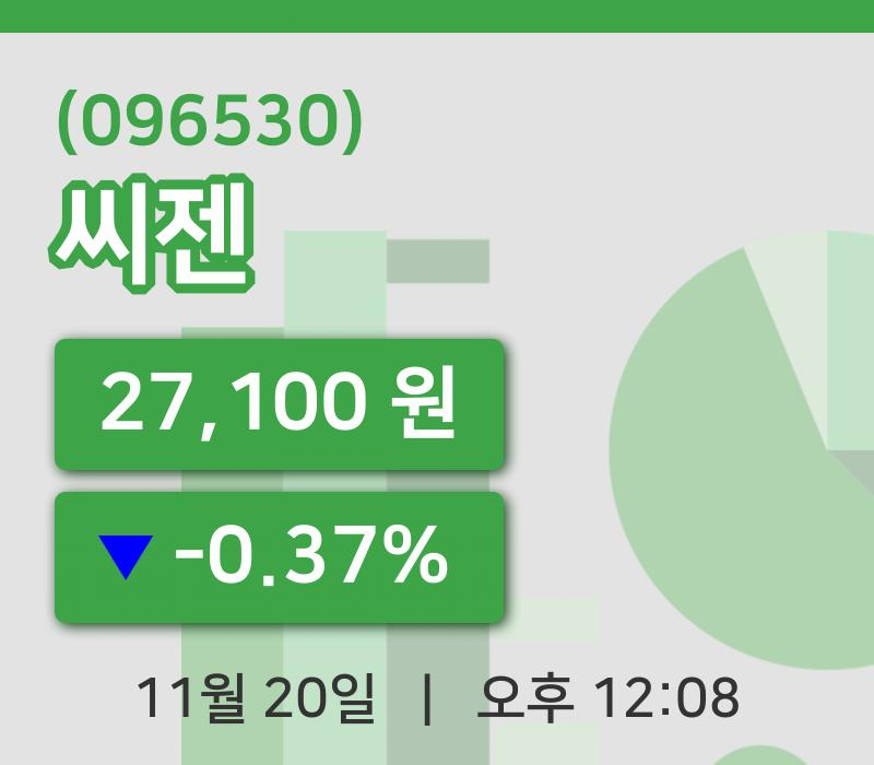 [씨젠주가] 20일 이시각 현재  27,100원