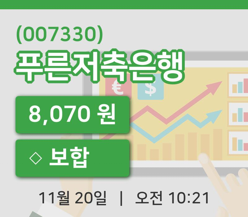 [푸른저축은행주가] 10시 21분 현재 8,070원