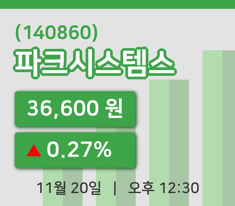 [파크시스템스주가] 20일 이시각 현재  36,600원