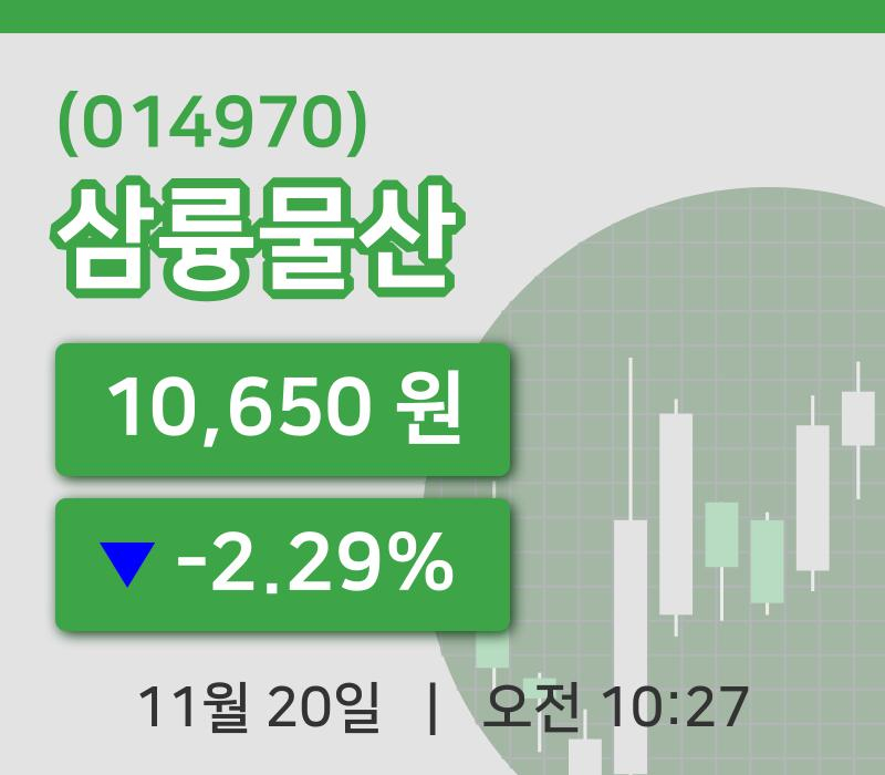 [삼륭물산주가] 10시 27분 현재 10,650원