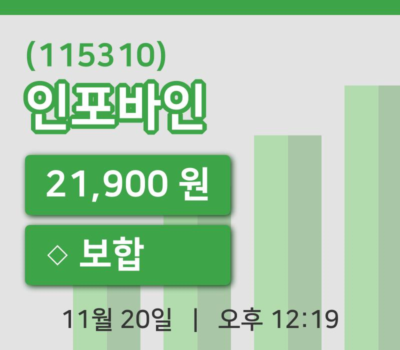 [인포바인주가] 20일 12시 19분 현재 21,900원