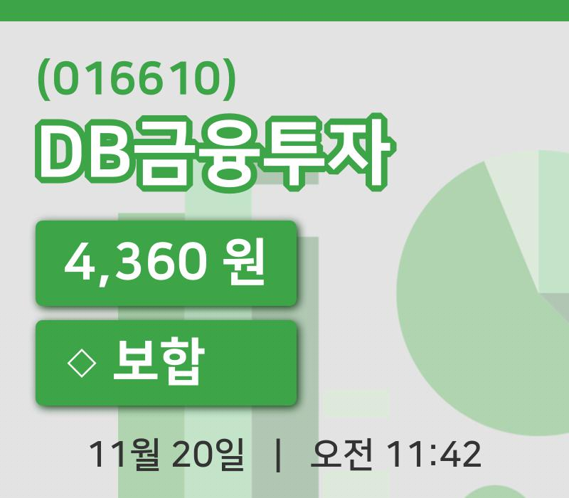 [DB금융투자주가] 20일 이시각 현재  4,360원