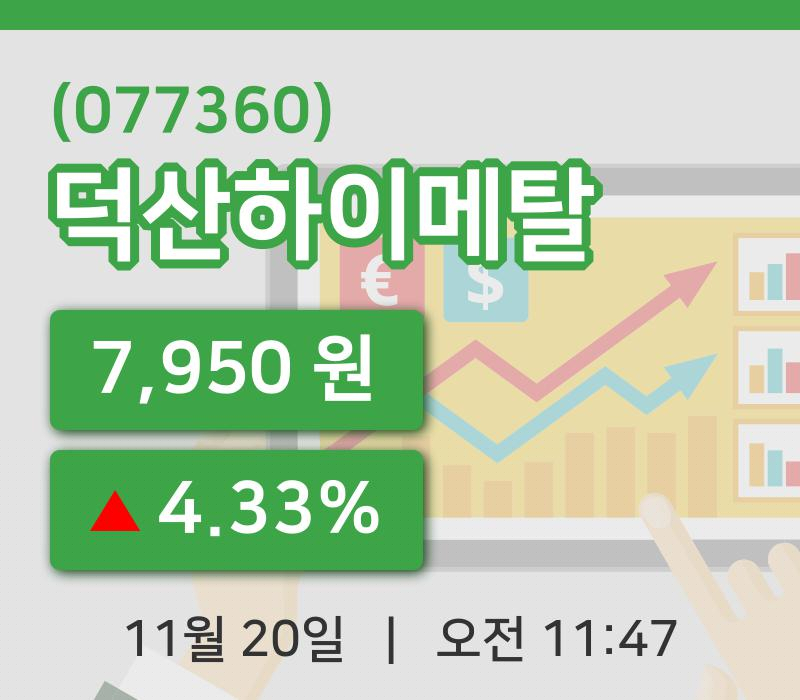 [덕산하이메탈주가] 11시 47분 현재 7,950원