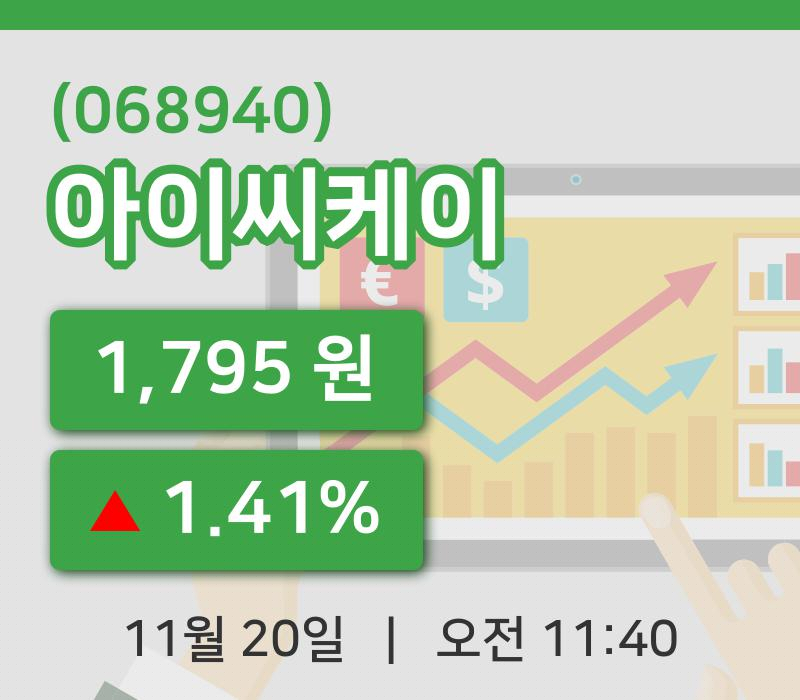 [아이씨케이주가] 20일 11시 40분 현재 1,795원