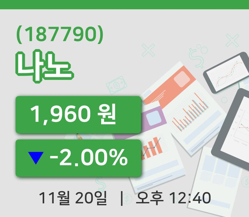 [나노주가] 20일 이시각 현재  1,960원