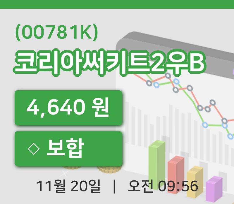 [코리아써키트2우B주가] 20일 이시각 현재  4,640원