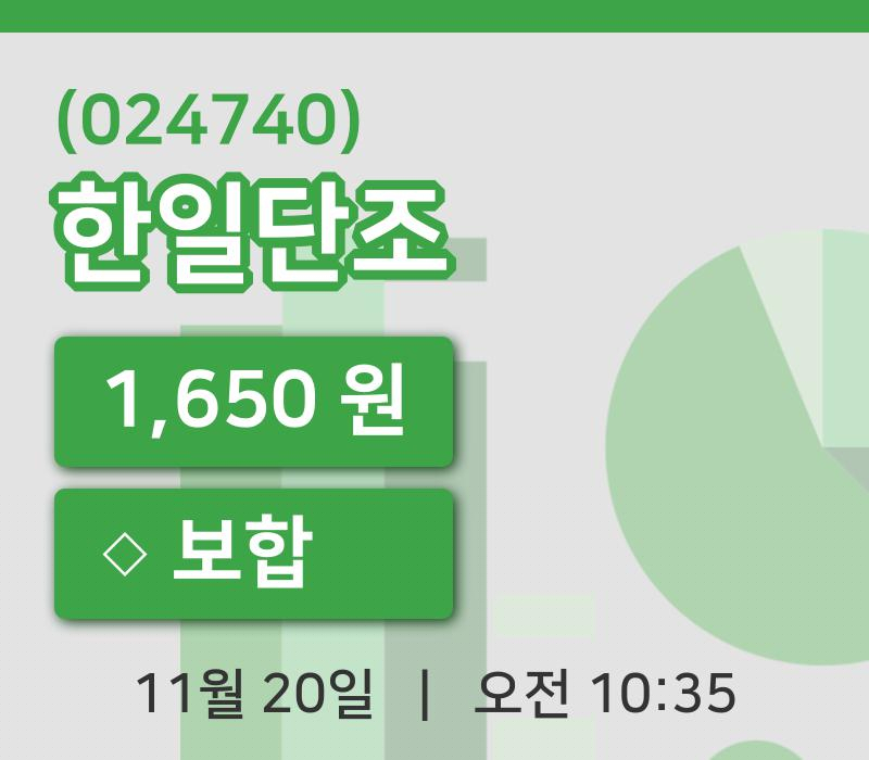 [한일단조주가] 20일 이시각 현재  1,650원