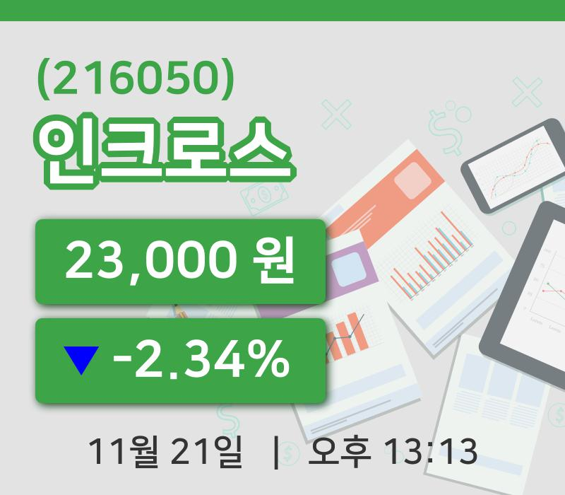 [인크로스주가] 21일 이시각 현재  23,000원