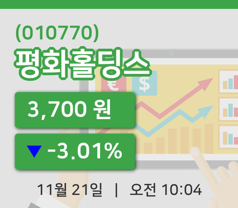 [평화홀딩스주가] 21일 이시각 현재  3,700원