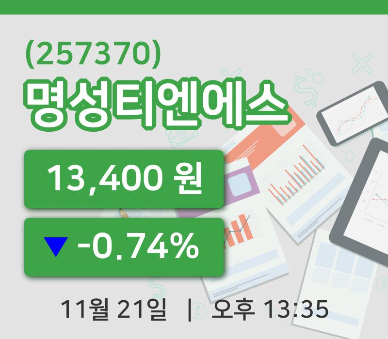 [명성티엔에스주가] 21일 이시각 현재  13,400원