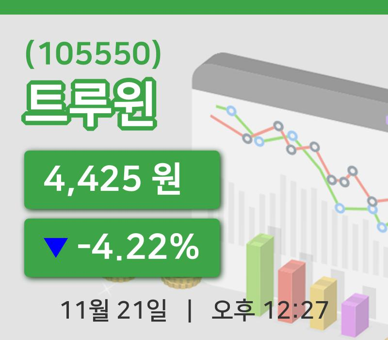 [트루윈주가] 12시 27분 현재 4,425원