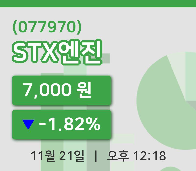 [STX엔진주가] 21일 이시각 현재  7,000원