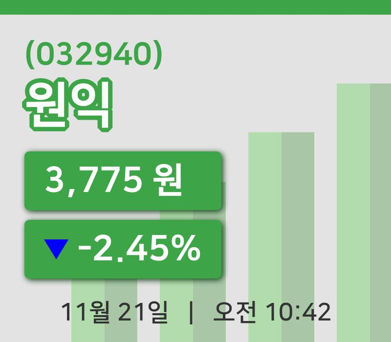 [원익주가] 21일 10시 42분 현재 3,775원