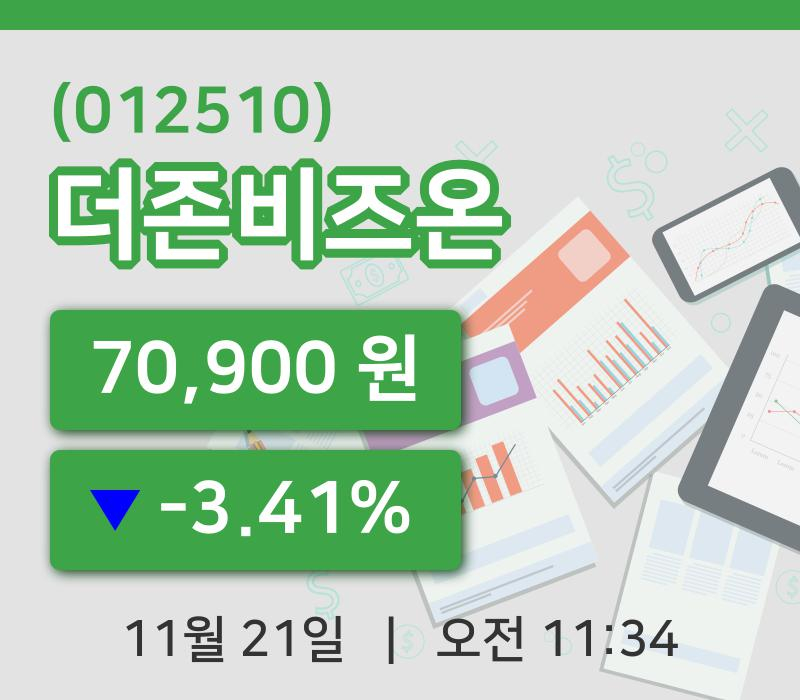 [더존비즈온주가] 21일 이시각 현재  70,900원