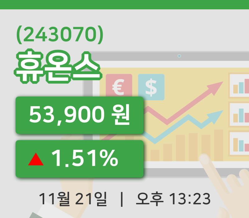 [휴온스주가] 21일 이시각 현재  53,900원