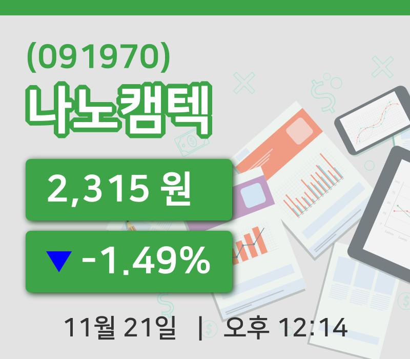 [나노캠텍주가] 21일 이시각 현재  2,315원