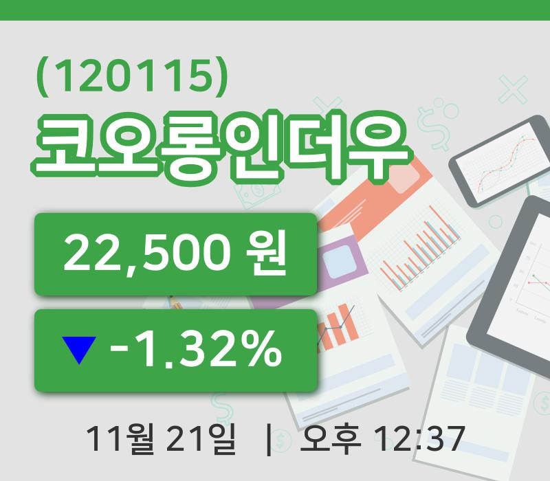 [코오롱인더우주가] 21일 이시각 현재  22,500원