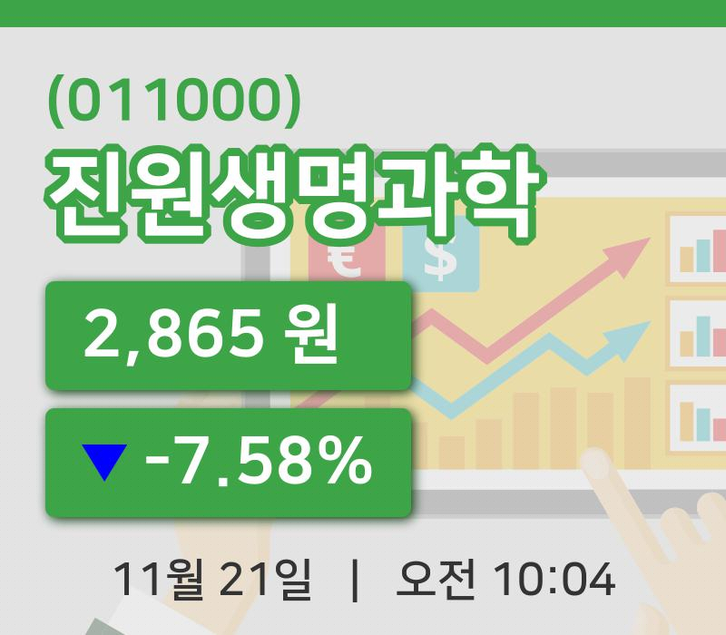 [진원생명과학주가] 21일 이시각 현재  2,865원