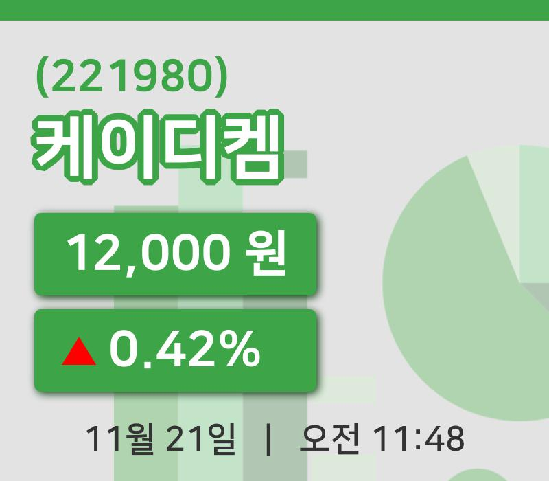 [케이디켐주가] 11시 48분 현재 12,000원
