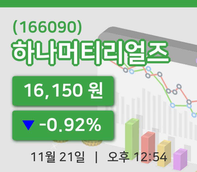 [하나머티리얼즈주가] 12시 54분 현재 16,150원