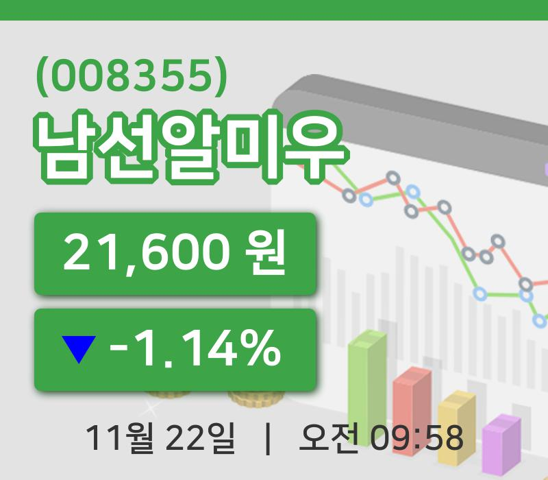 [남선알미우주가] 22일 이시각 현재  21,600원