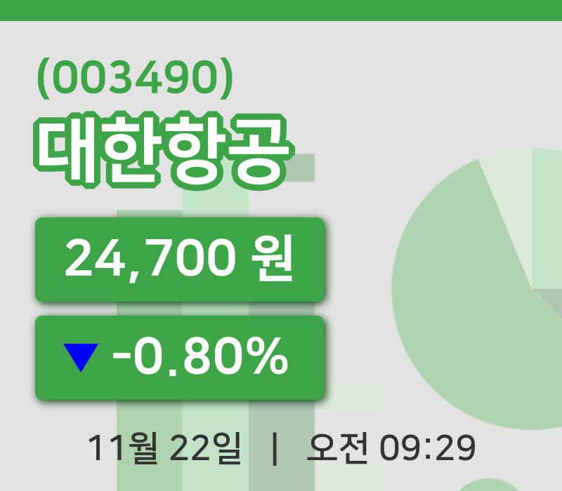 [대한항공주가] 22일 이시각 현재  24,700원