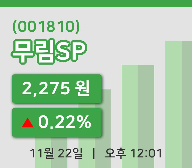 [무림SP주가] 22일 12시 01분 현재 2,275원
