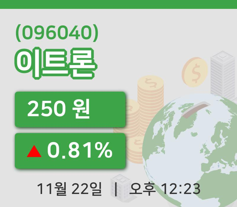 [이트론주가] 12시 23분 현재 250원