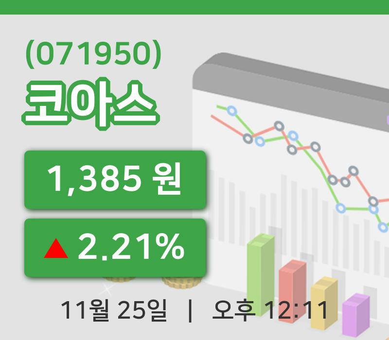 [코아스주가] 25일 이시각 현재  1,385원