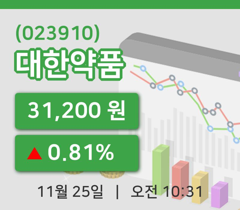 [대한약품주가] 25일 이시각 현재  31,200원