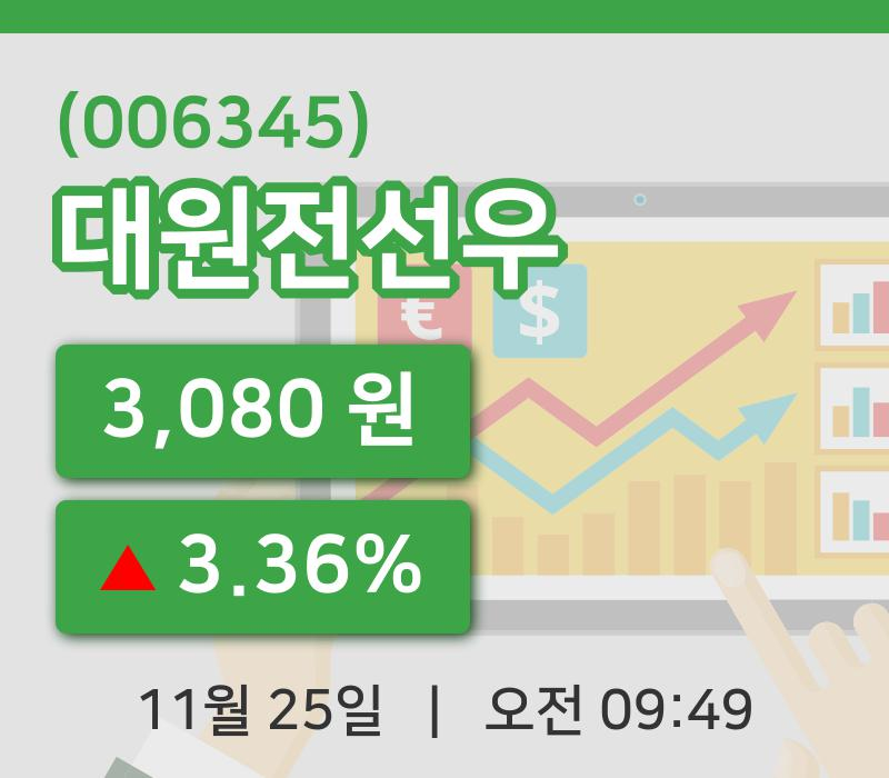 [대원전선우주가] 25일 이시각 현재  3,080원