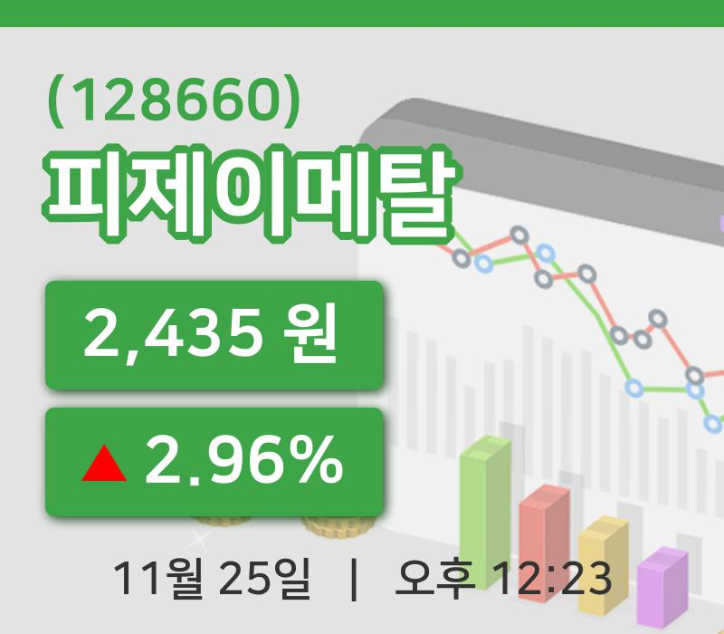 [피제이메탈주가] 25일 12시 23분 현재 2,435원