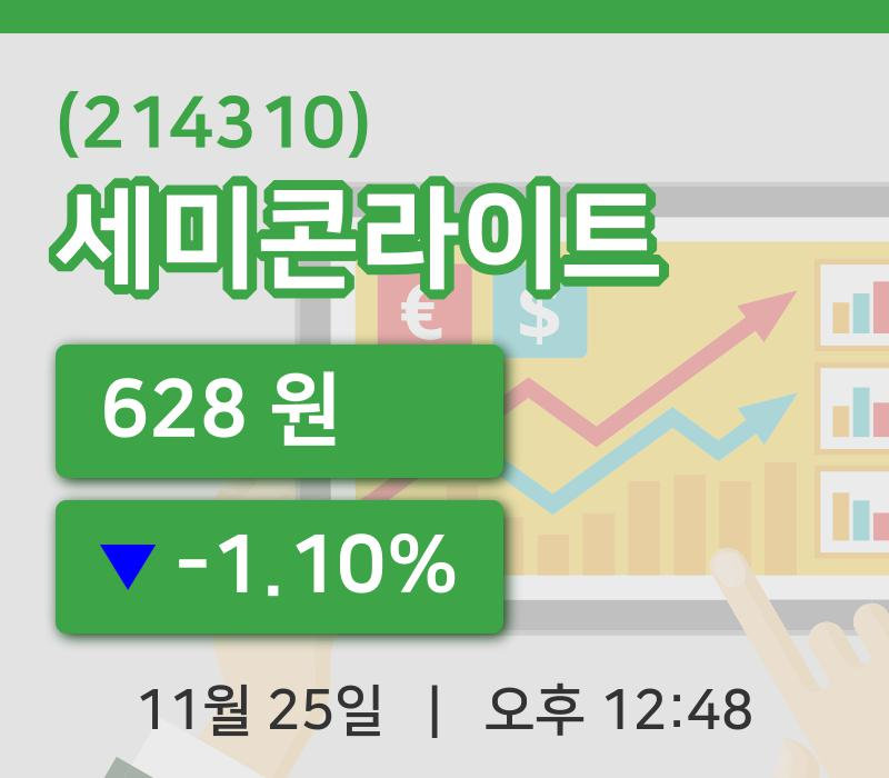 [세미콘라이트주가] 25일 12시 48분 현재 628원