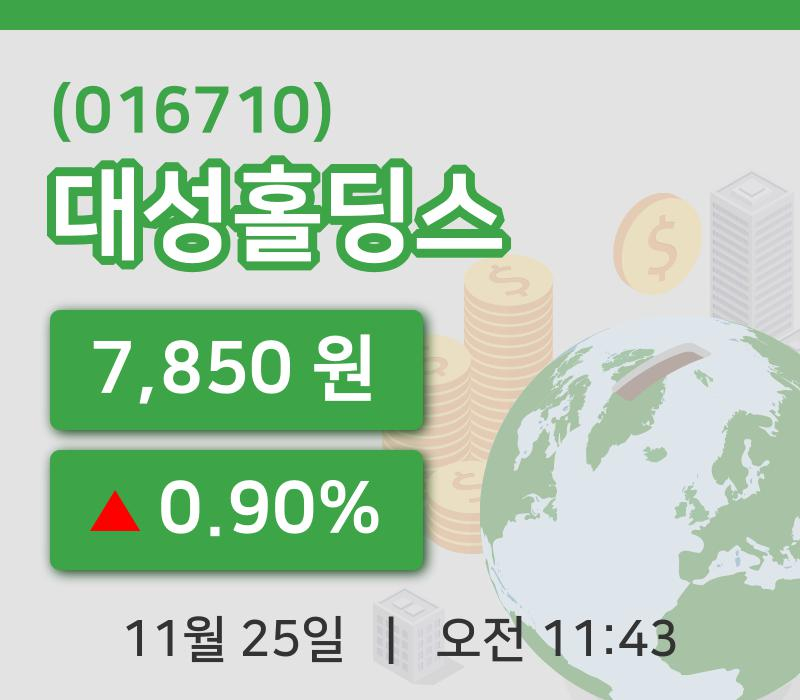 [대성홀딩스주가] 11시 43분 현재 7,850원