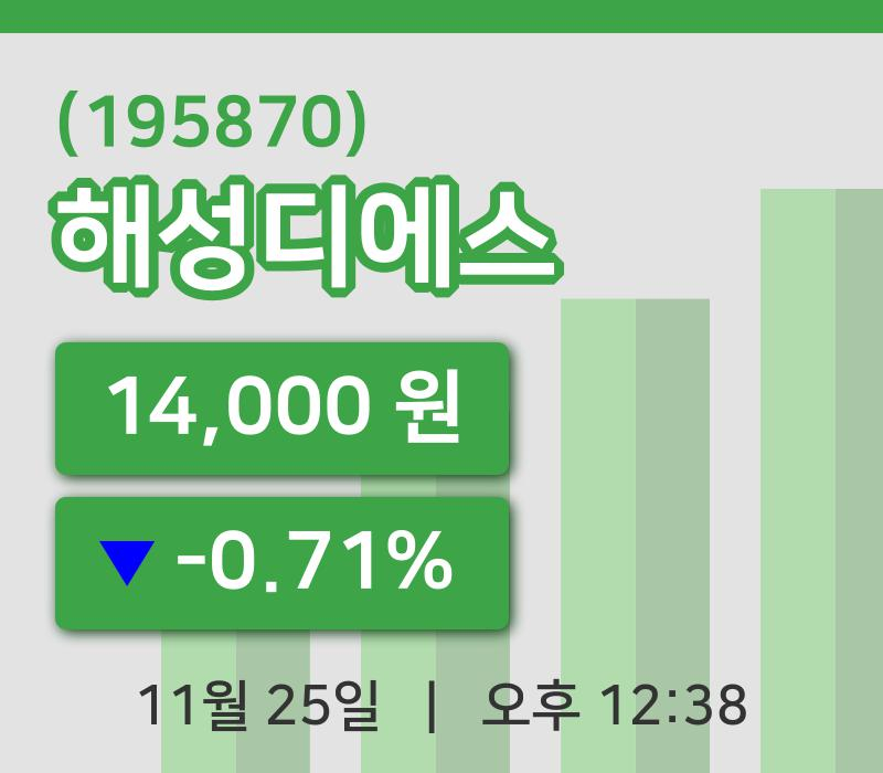 [해성디에스주가] 12시 38분 현재 14,000원