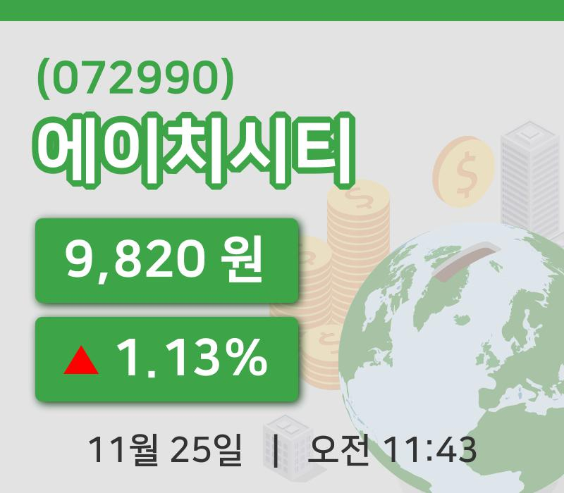 [에이치시티주가] 11시 43분 현재 9,820원