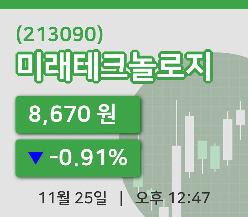 [미래테크놀로지주가] 25일 12시 47분 현재 8,670원